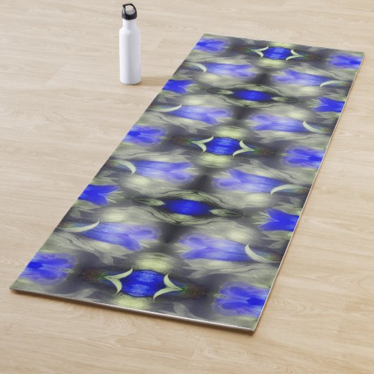 Tapis De Yoga Fleur Gentienne Bleue Multipliée Nature Abstraite (En situation)