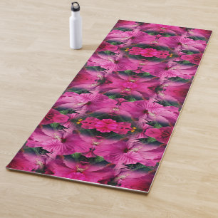 Tapis De Yoga Fleur Hibiscus rose Multiplié Abstrait