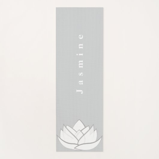 Tapis De Yoga Fleur Lotus Gris Personnalisé (Devant)