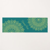 Tapis De Yoga Fleur Mandala bleu turquoise et vert mer (Devant (Horizontal))