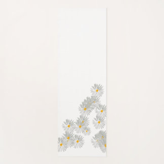 Tapis De Yoga Fleur marguerite blanc minimaliste motif linge