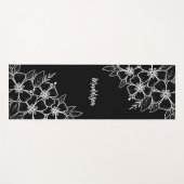 Tapis De Yoga Fleur noire personnalisée (Devant (Horizontal))