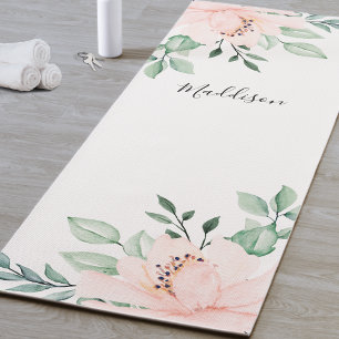 Tapis De Yoga Fleur Rose Pâle Personnalisée