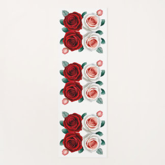 Tapis De Yoga Fleur Rose rouge et blanc