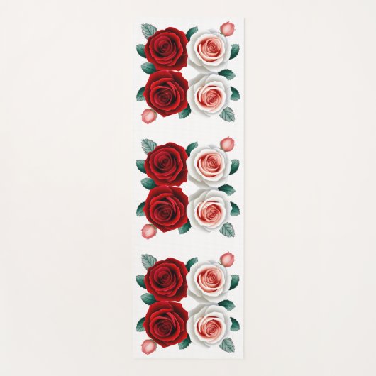 Tapis De Yoga Fleur Rose rouge et blanc (Devant)