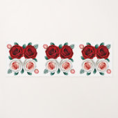 Tapis De Yoga Fleur Rose rouge et blanc (Devant (Horizontal))