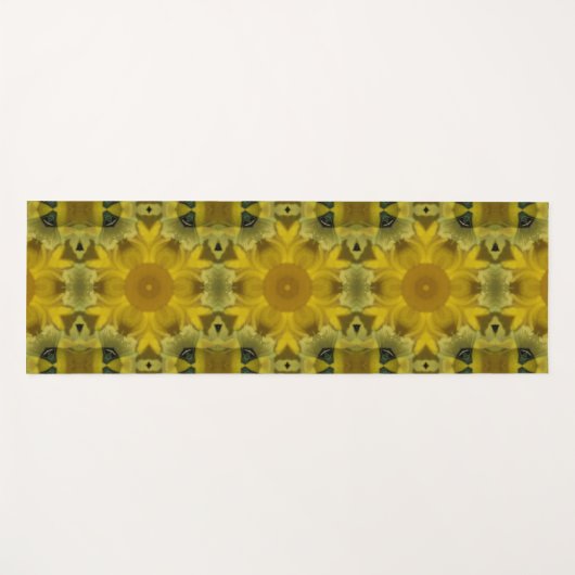Tapis De Yoga Fleur soleil éclate dorée (Devant (Horizontal))