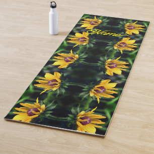 Tapis De Yoga Fleur Susan à l'oeil noir se dépliant personnalisé