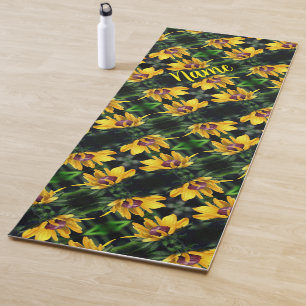 Tapis De Yoga Fleur Susan à l'oeil noir se dépliant personnalisé