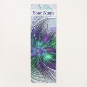 Tapis De Yoga Fleur vert violet Moderne Abstrait Nom fractal