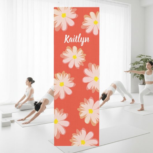 Tapis de yoga fleuri personnalisé avec design de f