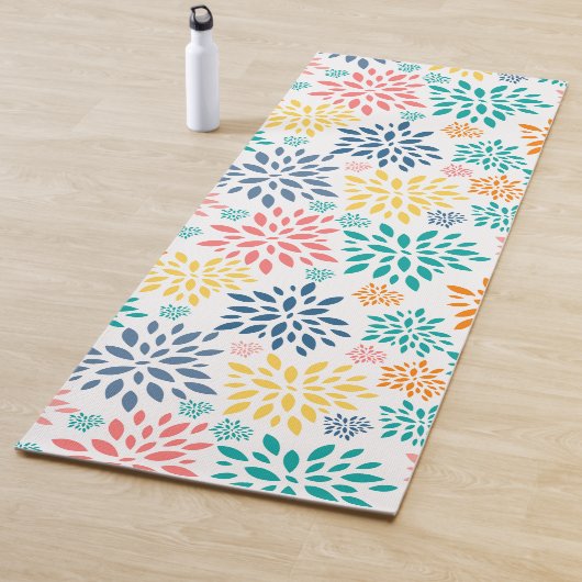 Tapis De Yoga Fleurs abstraites colorées motif (En situation)