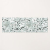 Tapis De Yoga Fleurs Blanches Bleues (Devant (Horizontal))