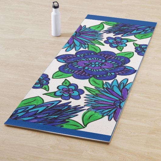 Tapis De Yoga Fleurs bleues cool Yoga Mat (En situation)