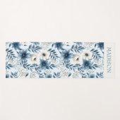 Tapis De Yoga Fleurs bleues et beiges (Devant (Horizontal))