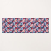 Tapis De Yoga Fleurs bleues et roses (Devant (Horizontal))