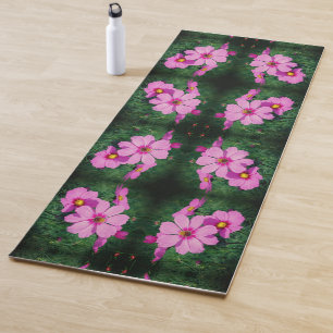 Tapis De Yoga Fleurs Cosmos Roses Abstraites
