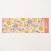 Tapis De Yoga Fleurs côtières roses et jaune (Devant (Horizontal))