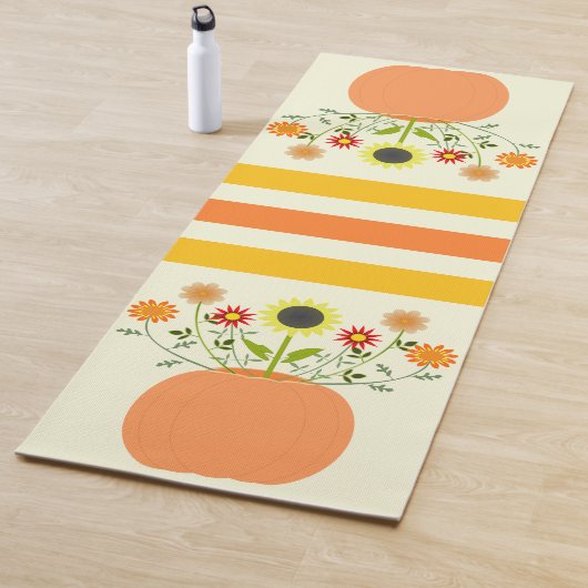 Tapis De Yoga Fleurs d'action de grâce en Citrouille (En situation)