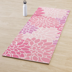 Tapis De Yoga Fleurs Dahlia, Motif De Fleurs, Dahlia Rose