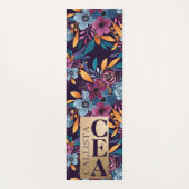 Tapis De Yoga Fleurs d'aquarelle de la moutarde de la marine de  (Dos)