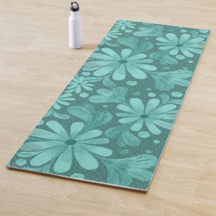 Tapis De Yoga Fleurs d'aquarelle en Turquoise et Aqua Yoga Mat