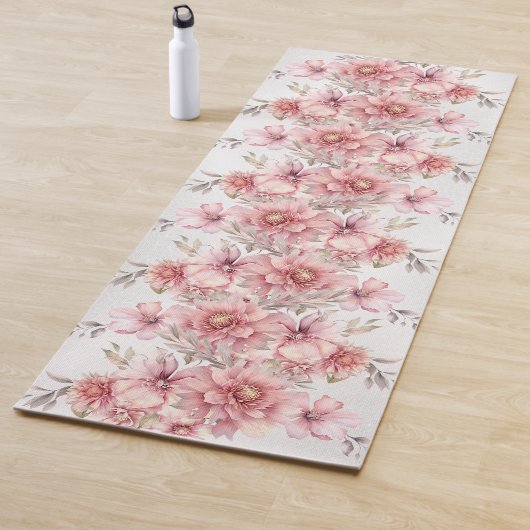 Tapis De Yoga Fleurs d'aquarelle rose fêtards Parties scintillan (En situation)