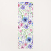 Tapis De Yoga Fleurs d'aquarelle violet rose du pays (Devant)