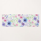 Tapis De Yoga Fleurs d'aquarelle violet rose du pays (Devant (Horizontal))