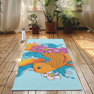 Tapis De Yoga Fleurs de cerisiers de Lotus Koi Fish