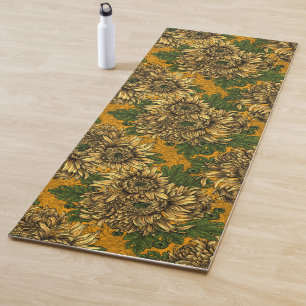 Tapis De Yoga Fleurs de chrysanthème jaune