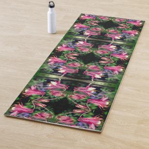 Tapis De Yoga Fleurs de colonnes roses Gros plan Abstrait