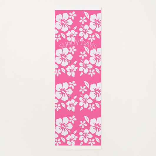 Tapis De Yoga Fleurs de plage rose tropicale (Devant)