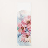 Tapis De Yoga Fleurs de printemps aquarelles. Ajouter un nom. (Devant)
