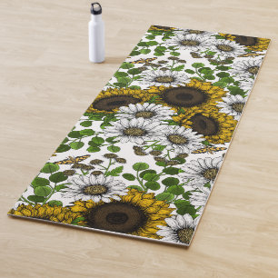 Tapis De Yoga Fleurs de soleil et marguerites, jardin d'été 3