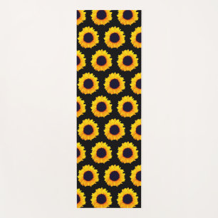 Tapis De Yoga Fleurs de soleil Jaune Orange Noir Floral Yoga Mat