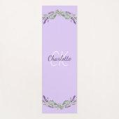 Tapis De Yoga fleurs de violette lavande nom monogramme initiale (Devant)