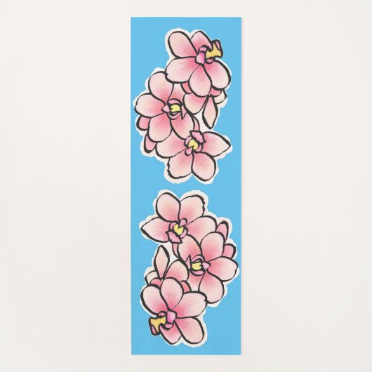 Tapis De Yoga Fleurs d'orchidées roses Aquarelle Design (Devant)