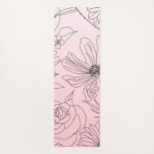 Tapis De Yoga Fleurs élégantes Plan noir Dégradé rose (Dos)