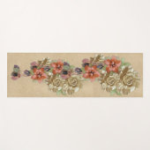 Tapis De Yoga Fleurs en cuir sur daim crème (Devant (Horizontal))