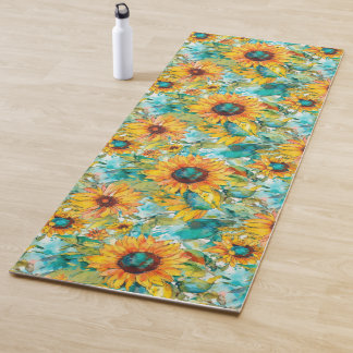 Tapis De Yoga Fleurs ensoleillées : Tournesol Floral Yoga Mat