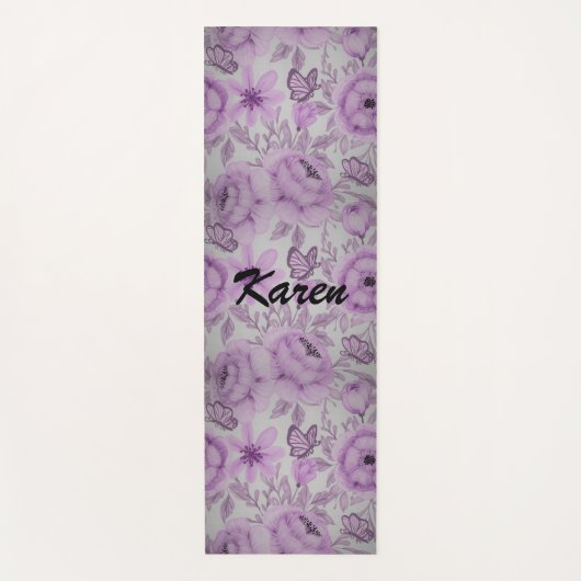 Tapis De Yoga Fleurs Et Papillons  (Devant)