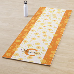 Tapis De Yoga Fleurs femelles blanches Motif Floral Monogramme