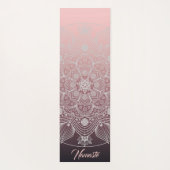 Tapis De Yoga Fleurs, Feuilles, Dentelle Blanche Floral Mandala (Dos)