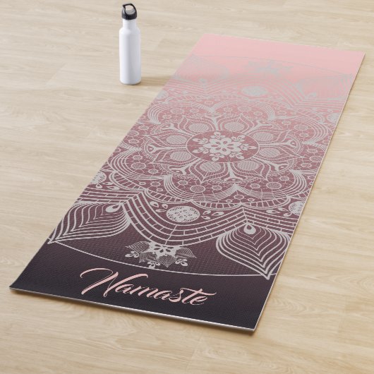 Tapis De Yoga Fleurs, Feuilles, Dentelle Blanche Floral Mandala (En situation)
