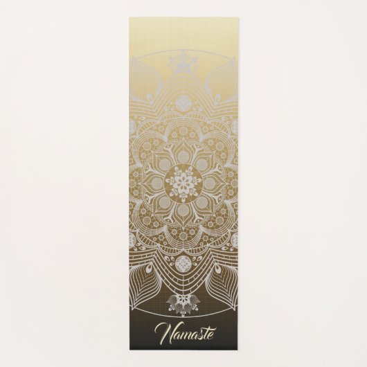 Tapis De Yoga Fleurs, Feuilles, Dentelle Blanche Floral Mandala  (Devant)