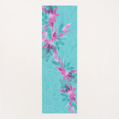 Tapis De Yoga Fleurs hawaïennes Abstraites turquoise rose (Devant)