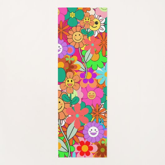 Tapis De Yoga Fleurs hippies Boho Super rétros (Devant)