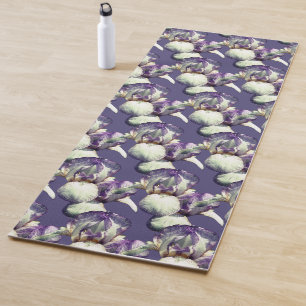 Tapis De Yoga Fleurs Iris Violet Motif de la nature