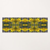 Tapis De Yoga Fleurs Jaunes Au Soleil Abstrait (Devant (Horizontal))